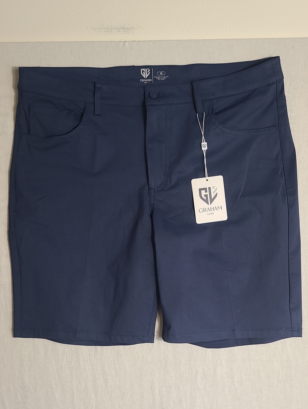 Graham Luxe NWT Navy Golf Cooper Performance Shorts Size 36